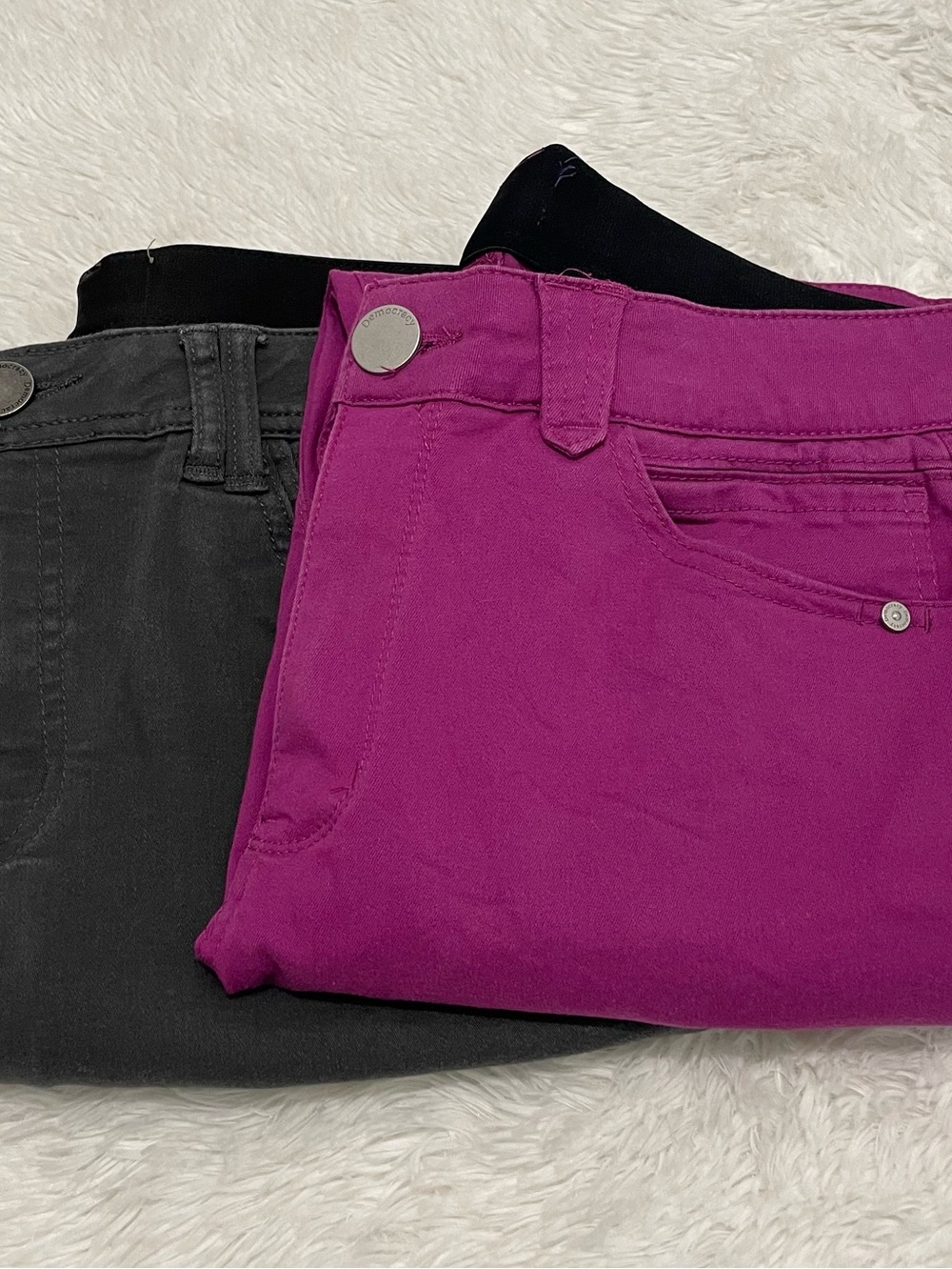 Set of 2 Democracy  Skinny Jeans – Raspberry & Charcoal